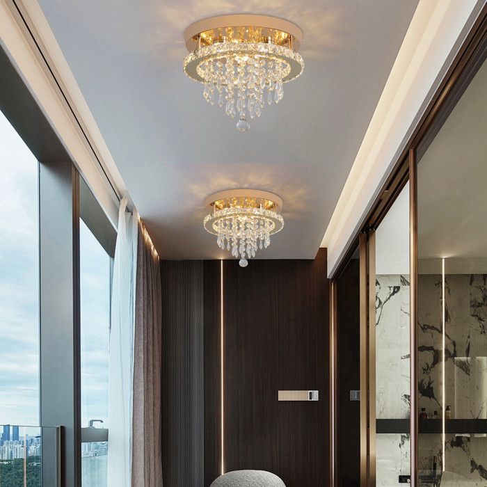 Lustre de Cristal Moderno K9 - Lustre LED Ajustável de 58W com Brilho Óptico