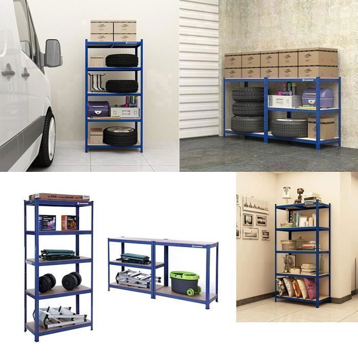 Estantería metálica SONGMICS con 5 estantes, alta resistencia (650 kg), 75 x 30 x 150 cm, azul.
