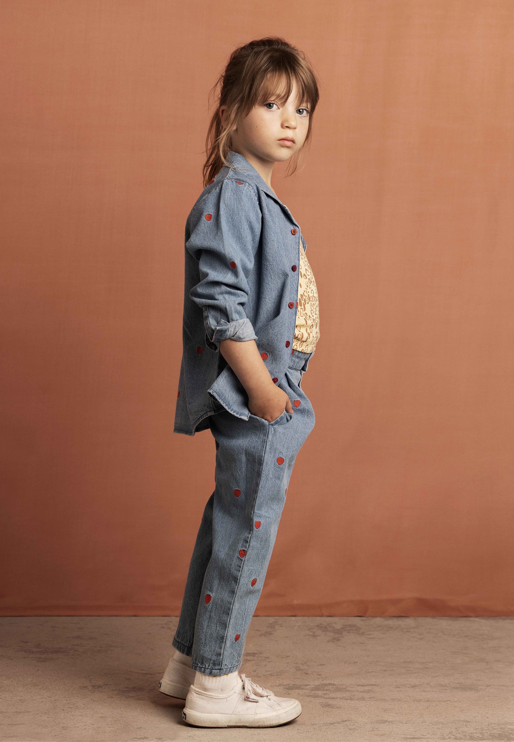 Mini Rodini HEARTS Hose Unisex - Jeans mit lockerer Passform - blau