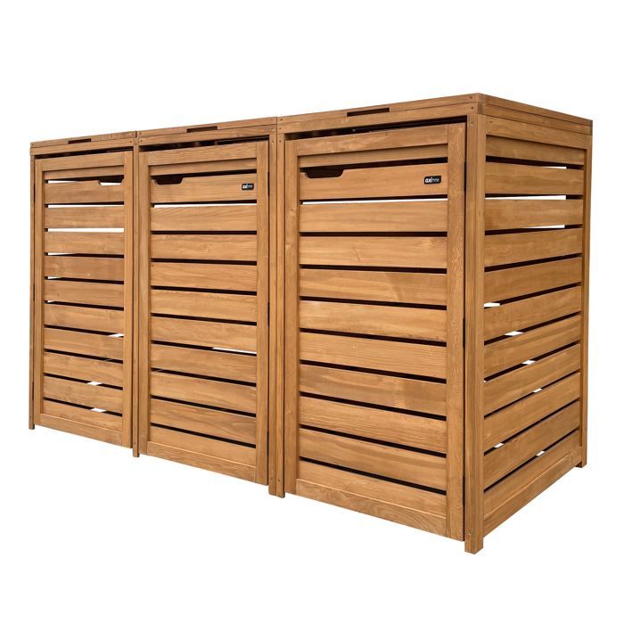Refugio para contenedores de madera AXI Lex Brown - Recinto para 3 contenedores - Máx. 240L - Refugio para contenedores de exterior con excelente