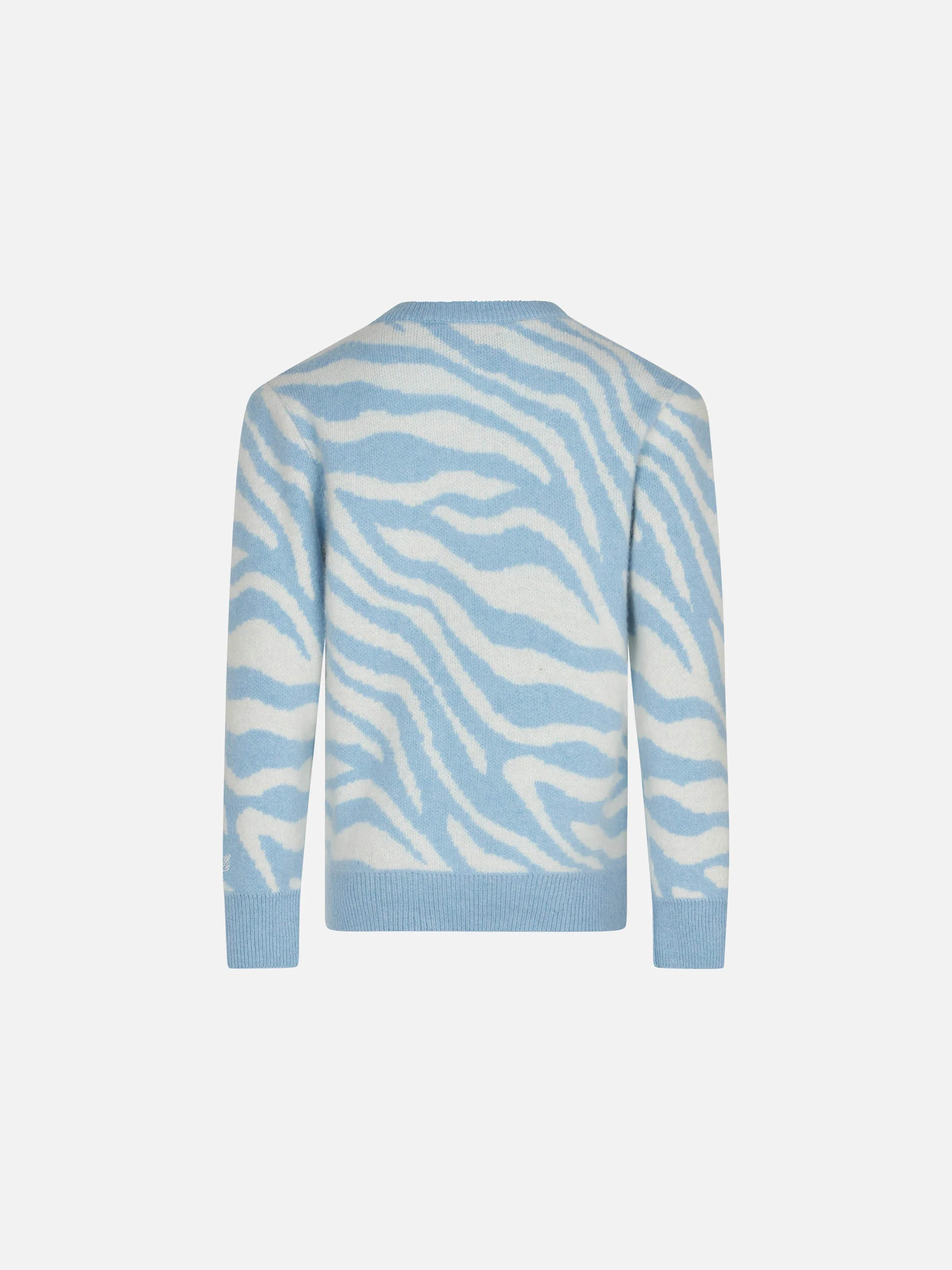Maglione da bambina garzato stampa zebrata con ricamo Wild Girl