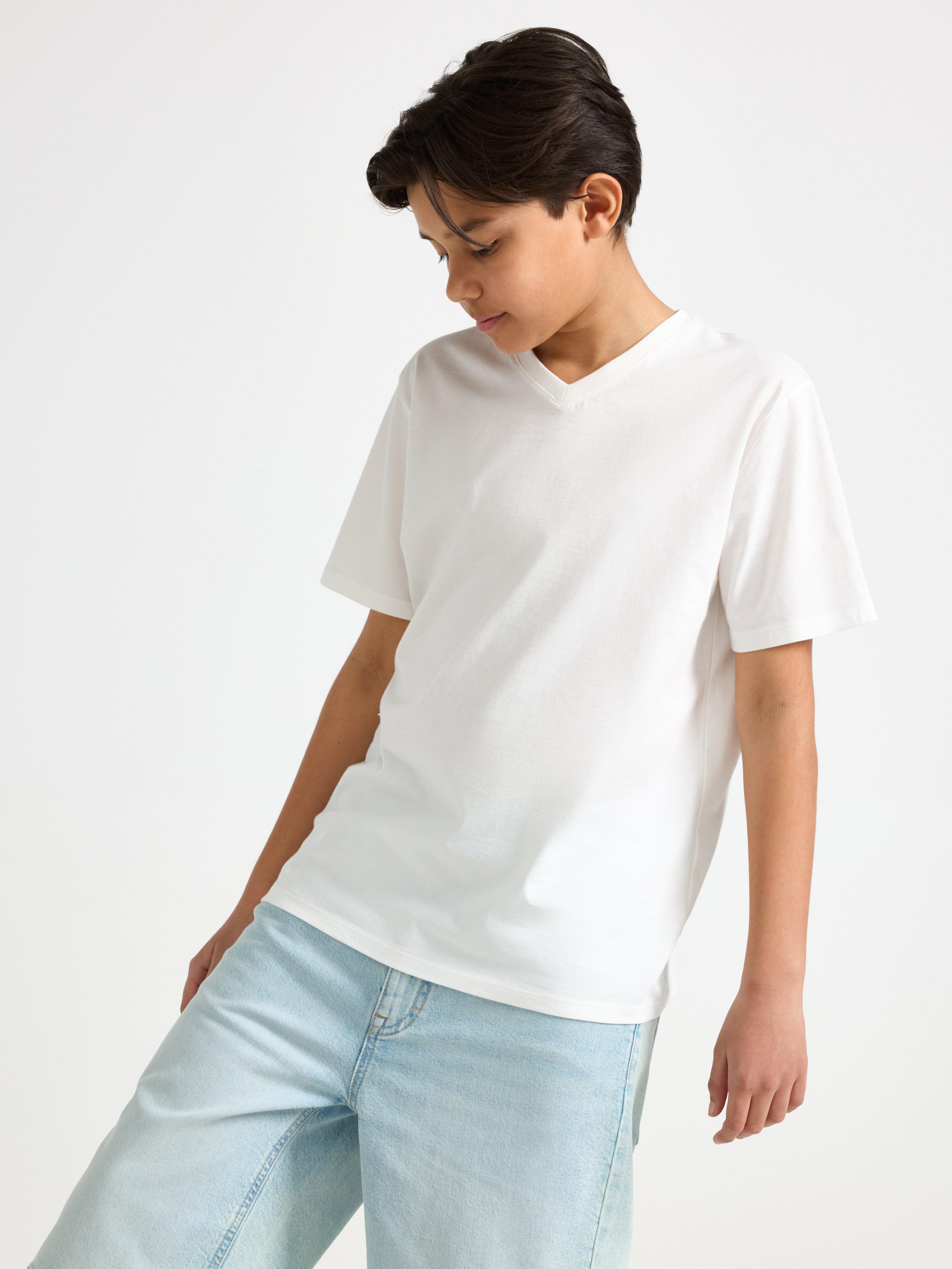 Tricou cu decolteu în V Off White