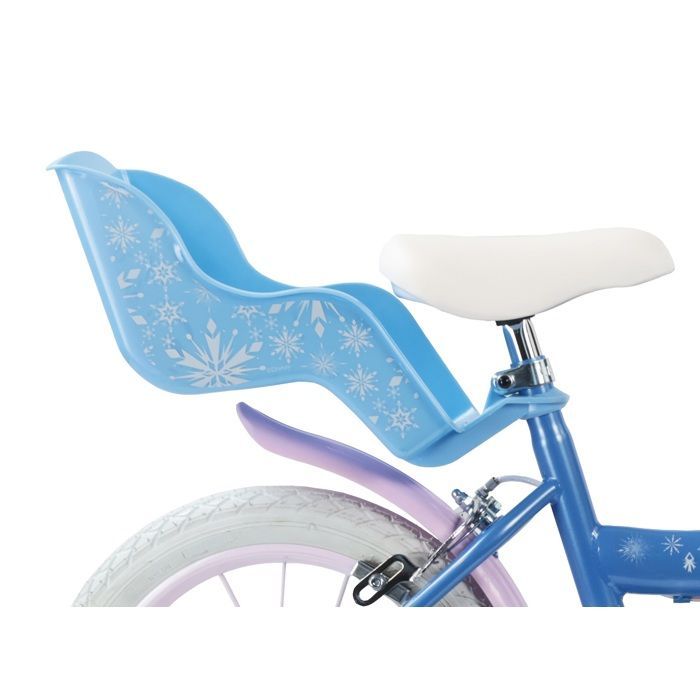 14-Zoll-Mädchenfahrrad „Die Eiskönigin“ (3–5 Jahre) – Blau – Ausgestattet mit 2 Bremsen, Puppenträger und Frontkorb