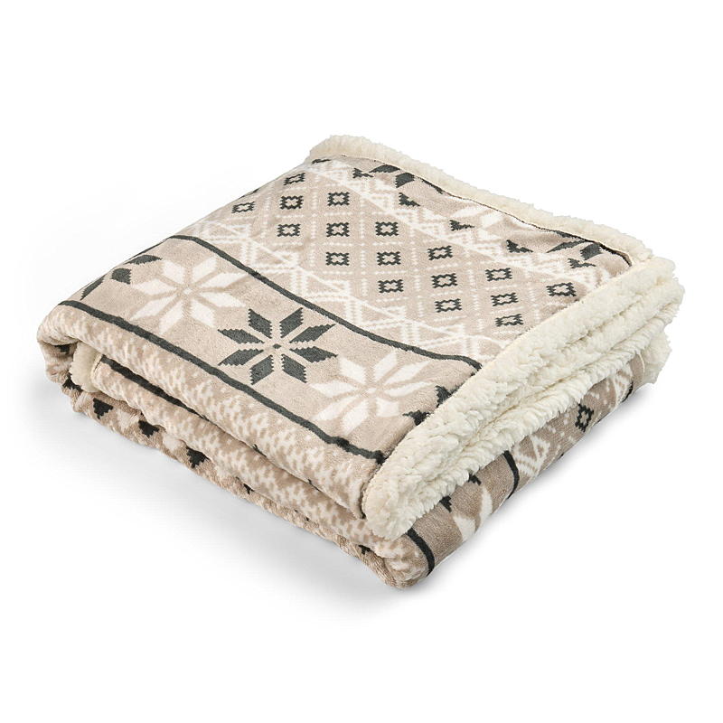 Manta Sherpa para el hogar, 130x160 cm, rosa, beige/gris