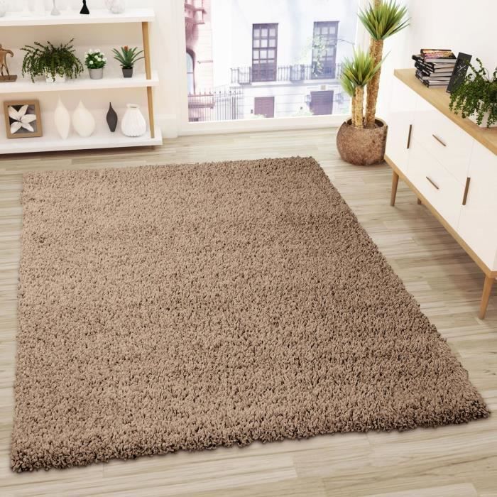 Tapis - VIMODA - Prime Shaggy - 160x220 cm - Marron clair - Style contemporain