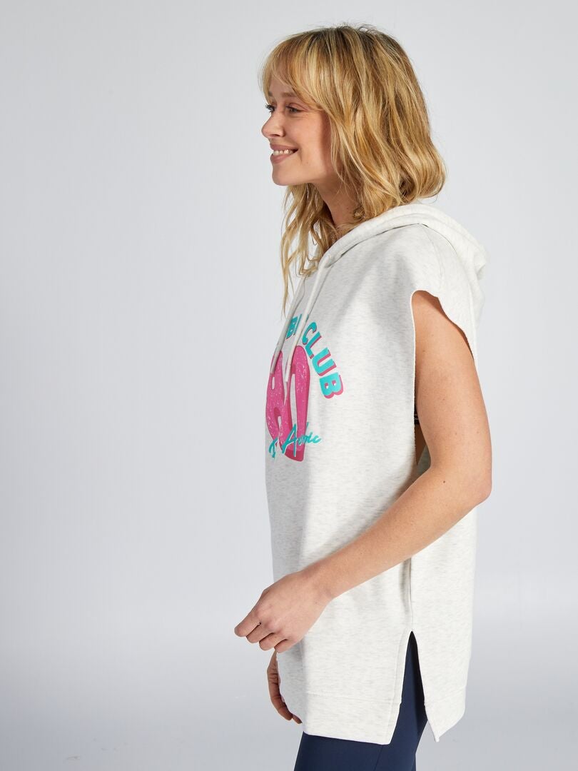 Blusa de moletom sem mangas em fleece - CINZA