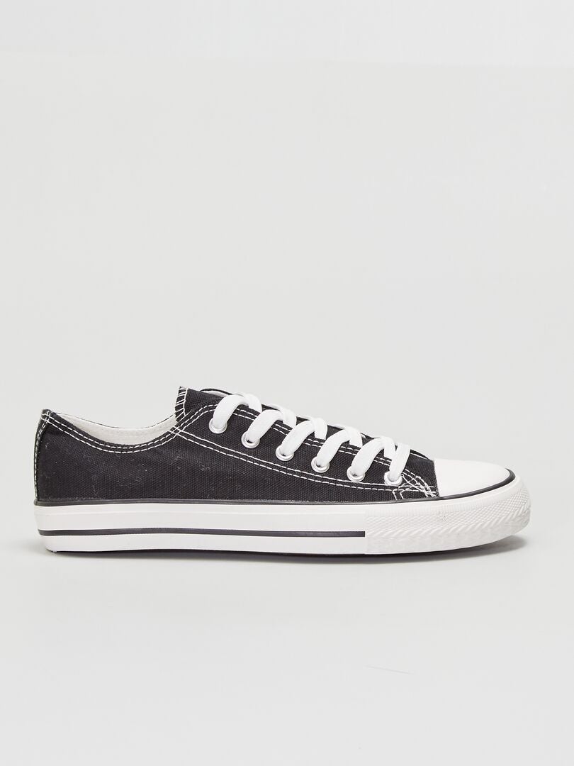 Lage canvas sneakers - zwart