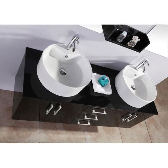 MEUBLE SALLE DE BAIN NOIR - VASQUE LUXE, DOUBLE LAVABO mod. Butterfly 150 cm
