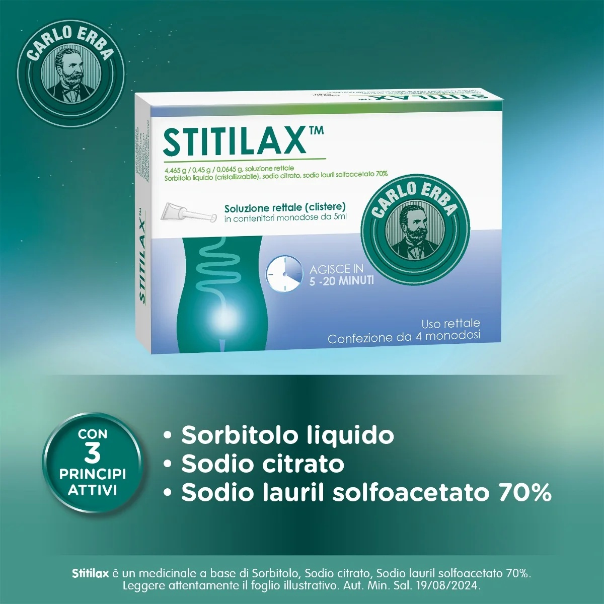 CARLO ERBA Stitilax Rectale oplossing 4 eenmalige doses van 5 ml