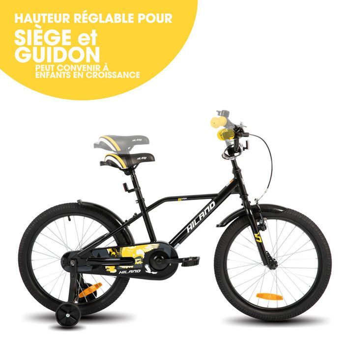 Vélo d'enfant - HILAND - 20 pouces - Cadre en acier - Freins en V - Mixte 7-13 ans