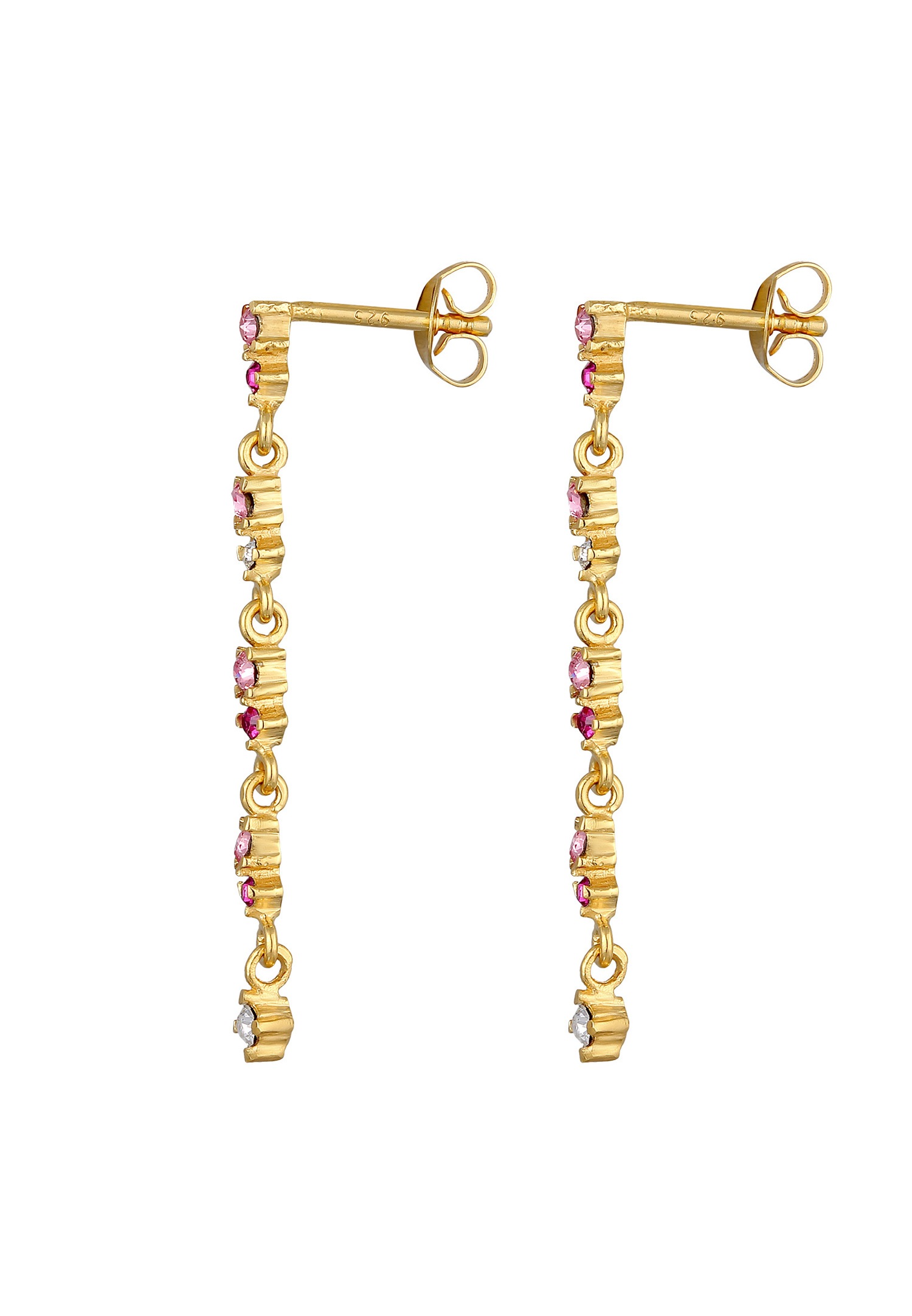 Elli Femmes pendentif d'oreilles étincelant avec cristaux rose en argent sterling 925