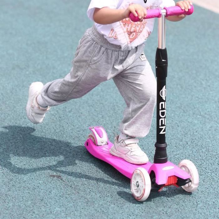 Patinete EDEN™ - 3 Rodas - Guidão Ajustável - Luzes de LED - Rosa