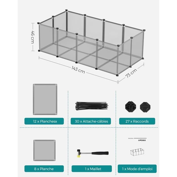 Jaula modular SONGMICS para animales pequeños con base, ideal para cobayas, hámsteres, conejos y roedores, color gris LPC002G01