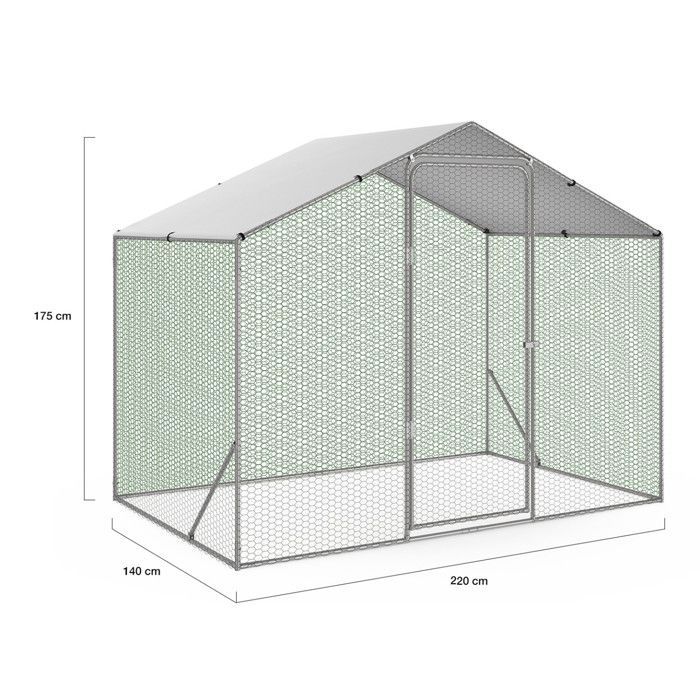 IDMARKET Kanalan aitaus 3 m² verkkoalusta 2,20 x 1,4 m galvanoitua terästä