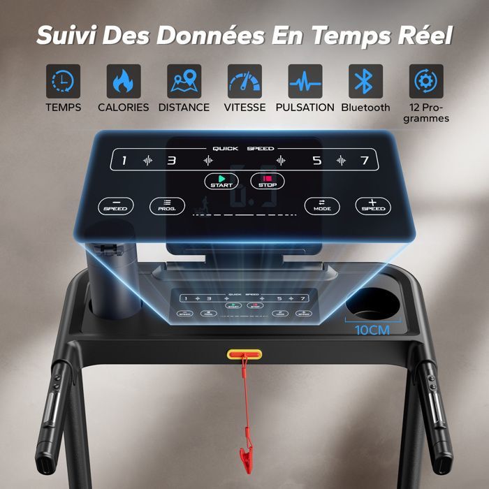 Folding Treadmill – MERACH – Max Speed 12km/h – Incline 6% – App/Bluetooth Connectivity – LED Screen
