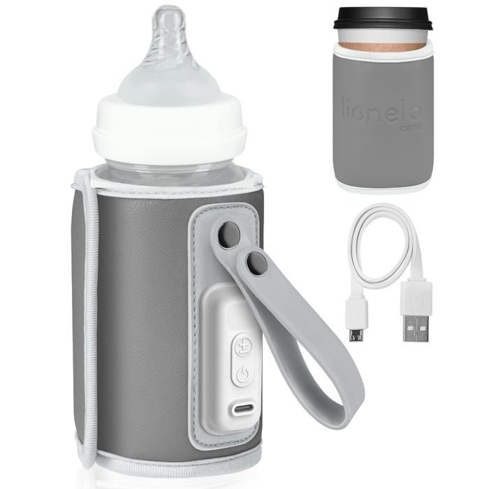 Chauffe-biberon portable LIONELO Thermup Go - USB - Température jusqu'à 24h - Sans BPA - Gris