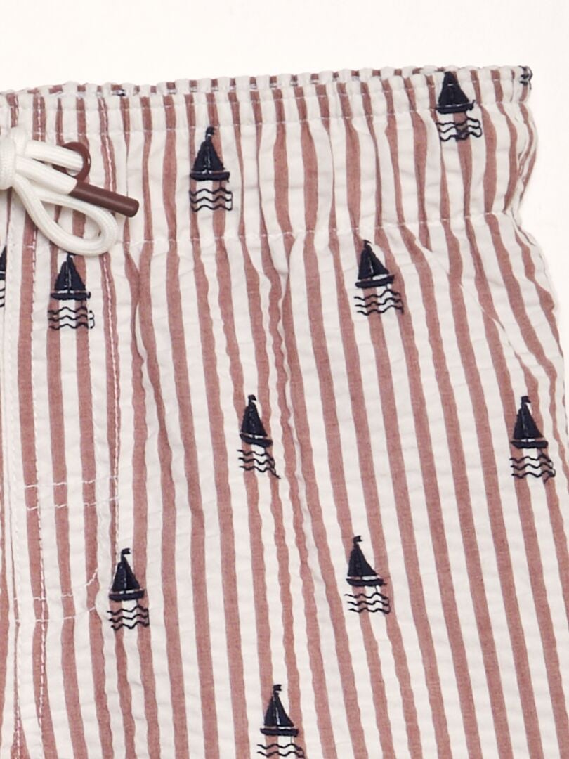 Zwembroek met crêpe-effect - ROOD