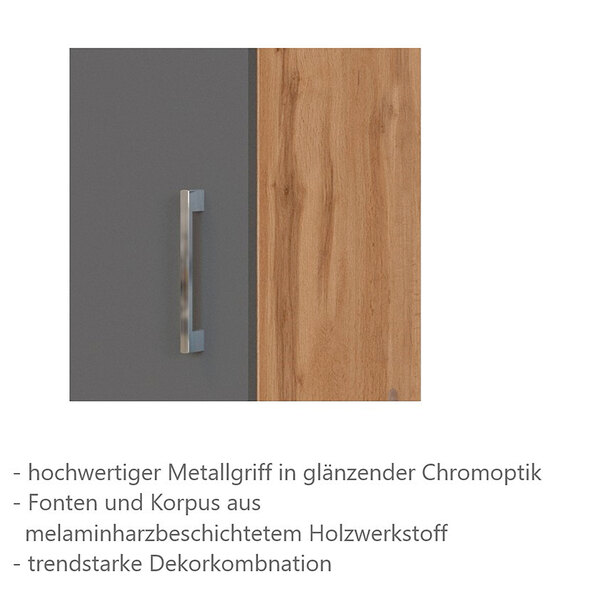 Corner kitchen PORTO, 210 x 270 cm, anthracite/wotan