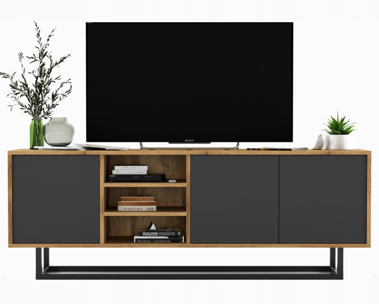 Szafka RTV Loft komoda RTV Dąb wotan grafit MAT 150 cm