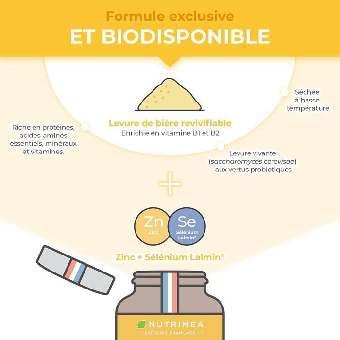 Levure de Bière Revivifiable - Enrichie en Zinc & Sélénium - Cheveux et ongles forts - Santé de la peau - Complément alimentaire