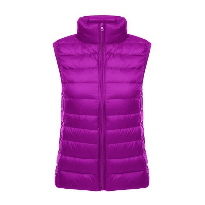 El chaleco acolchado ligero de plumas para mujer es ligero, cálido y moderno.
