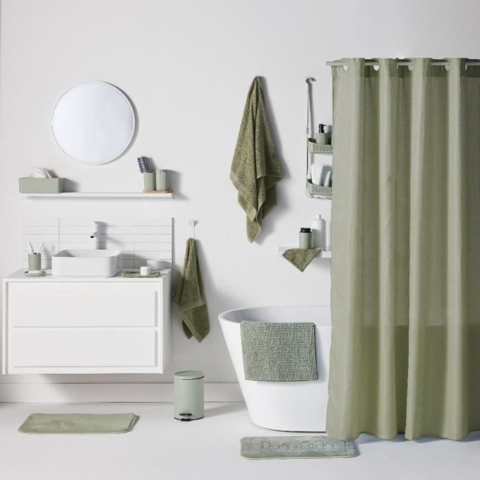 Lot de 6 acc SDB - TODAY - UTILITY - Dist savon, gobelet, porte-brosse à dents, porte savon, brosse WC, poubelle - Green