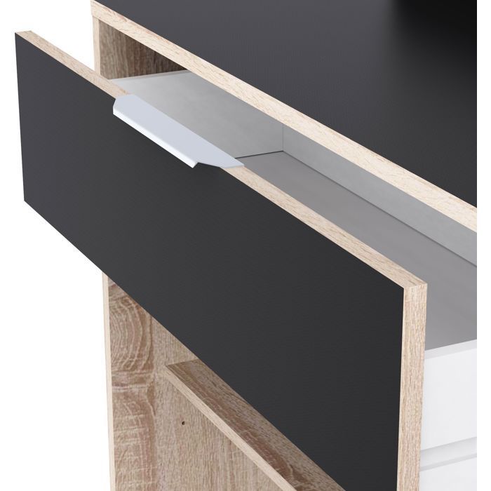 Kitchen sideboard - Raw oak and black finish - Contemporary - 1 door - MIKE - W 123 cm