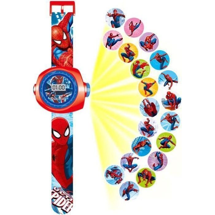 Projection Watch with 24 Spiderman Superhero Figurines, Spiderman Electronic Watch for Boys, Projection Toys, Projection