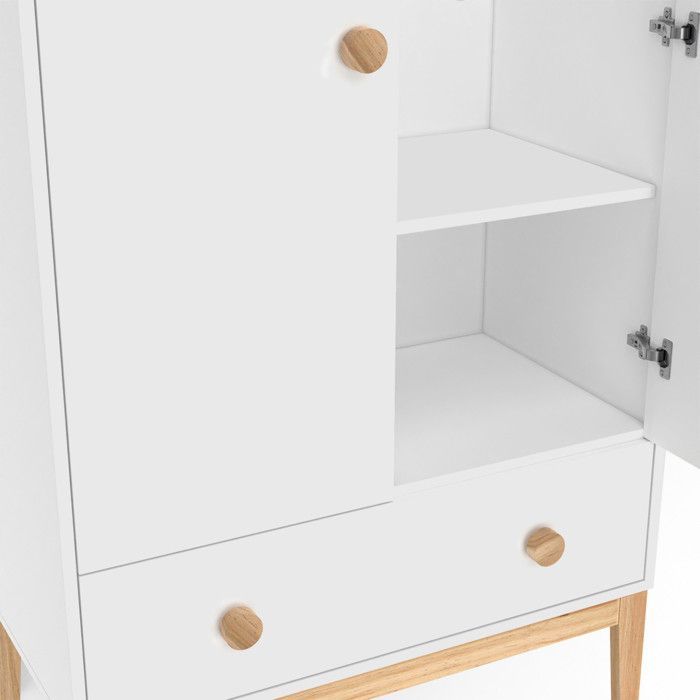 IDMARKET Armoire enfant 2 portes JACOB avec tiroir blanc et bois