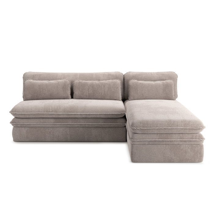 Sofá esquinero convertible y reversible NOMA de 4 plazas en pana color topo.