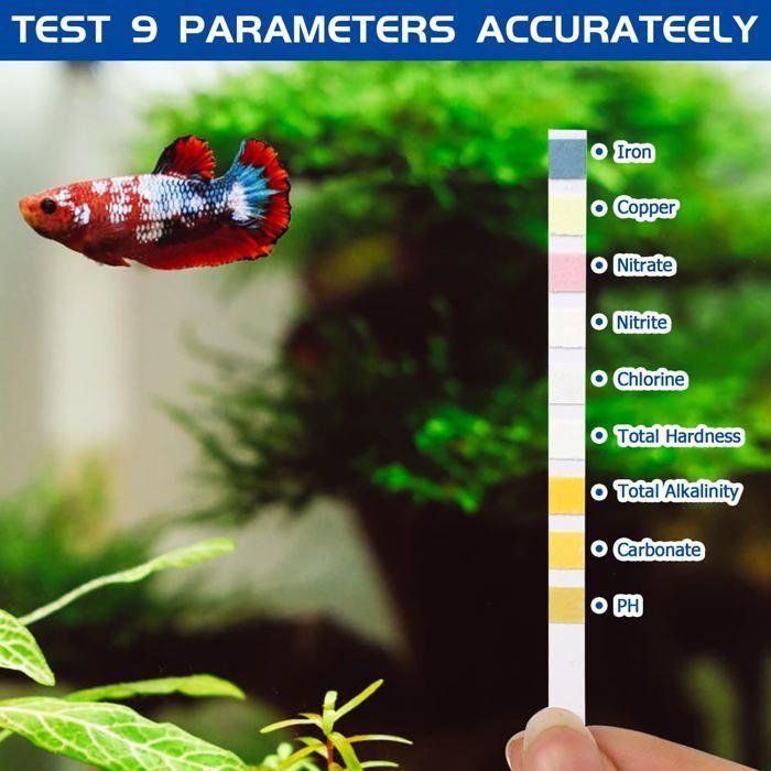 Bandelettes Test Aquarium - 100 pièces, 9en1 pH Nitrite Nitrate Eau Douce Salée Aucuneary