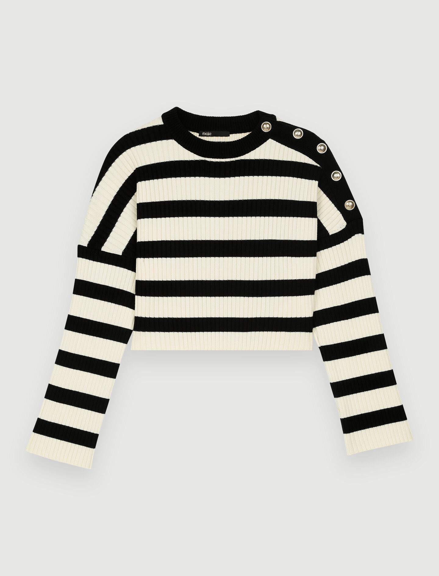 Pulover tricotat cu dungi - Ecru Noir