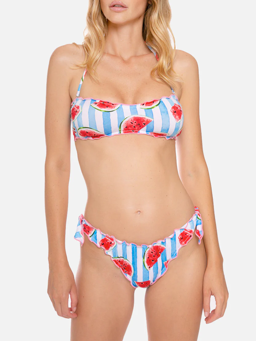 Bandeau bikini met watermeloenprint