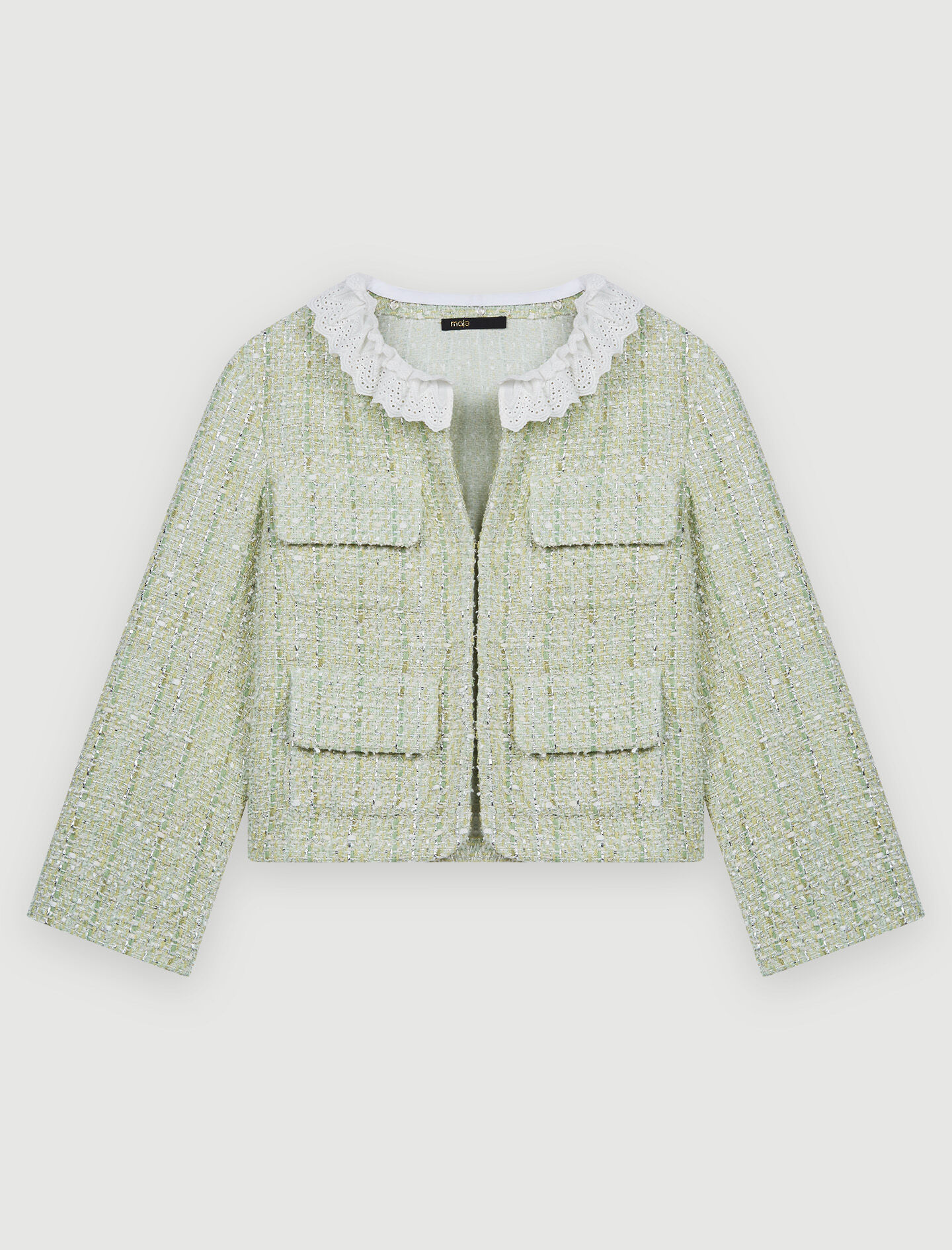 Jachetă din tweed cu strălucire - Vert clair