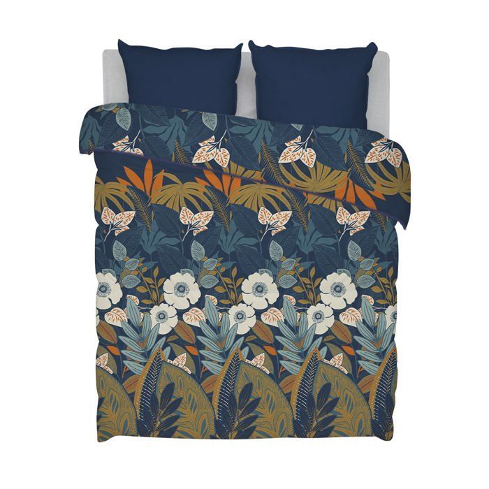 Calda trapunta stampata 220x240 cm con motivo floreale - Reversibile - Morbida microfibra - BLUE CALIN