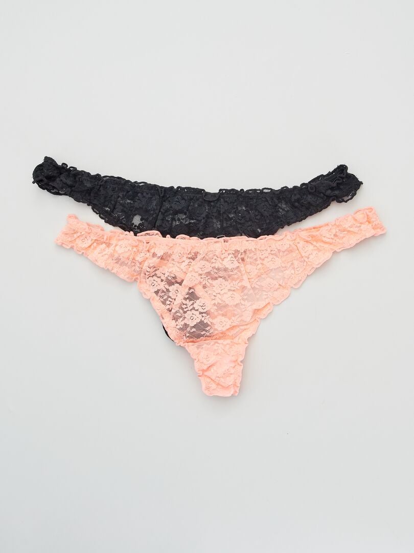 Set van 2 kanten stringtjes - ROZE