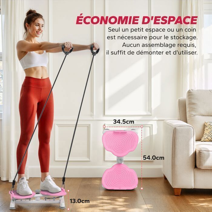 Plaque de torsion MERACH, Twister abdominal, Bandes Élastiques de Résistance, Prise sécurisée, Charge Max 136 kg, Silencieux, Blanc