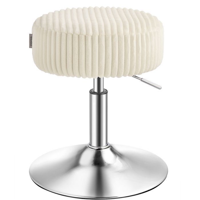Tabouret de bar - VASAGLE - Velours côtelé - Réglable - Pivotant - Blanc crème