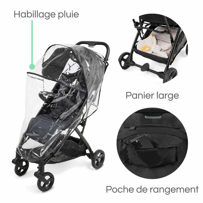 INGENUITY Poussette ultra compacte 3Dquickclose, légère, dès la naissance jusqu'à 4 ans,0 à 22.7 kg, couverture de pluie inclus