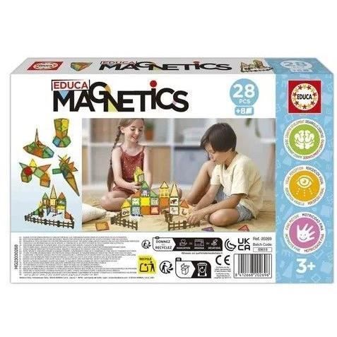 Magnetics Ecofarm - Construction Set - EDUCA - 28 magnetic pieces, 2 animals, 8 cards - Ages 3+