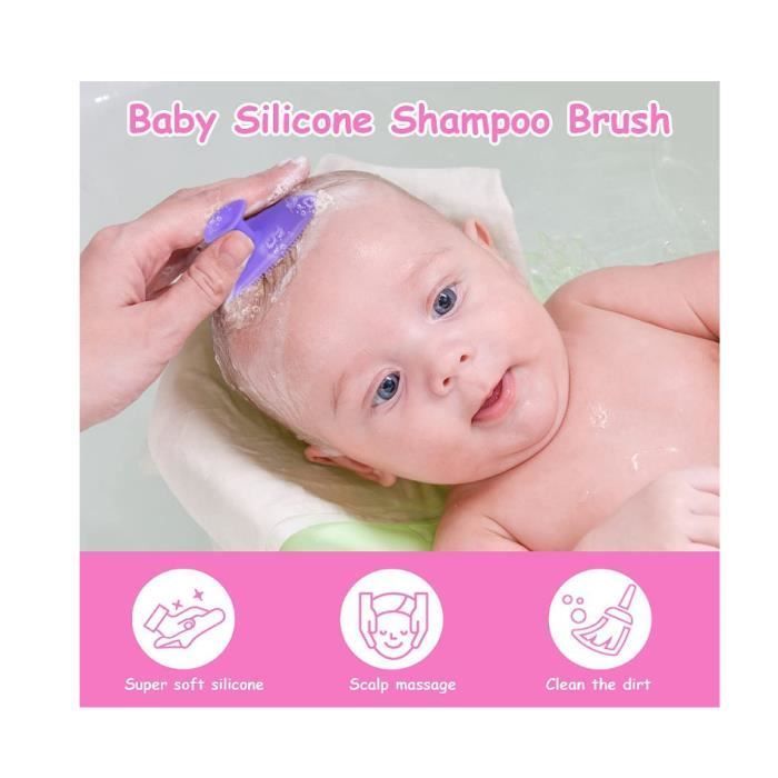 Brosses de bain pour bébé - Brosse pour croûtes de lait - Brosse exfoliante et de massage en silicone