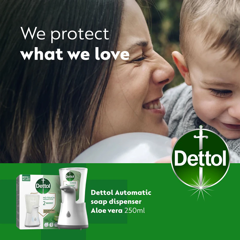 Dispensador de sabonete sem toque Dettol Soft on Skin com Aloe Vera