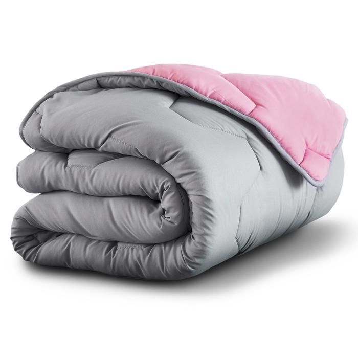Edredón IDMARKET ABBY 220x240 cm, bicolor rosa y gris, 300 g