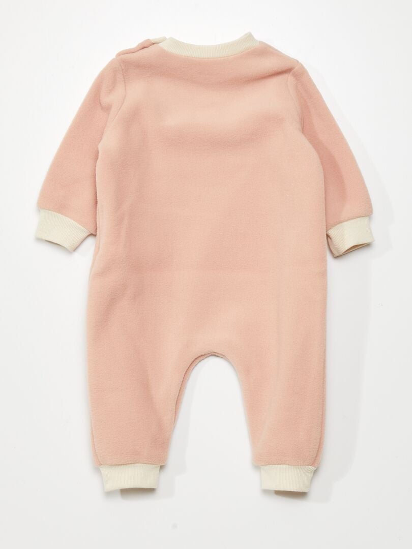 Pijama de lã polar bicolor com bolso canguru - ROSA