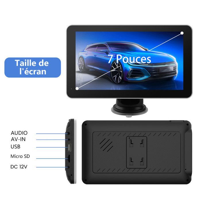 AWESAFE GPS Voiture Carplay sans Fil 7'' IPS Écran argent Carplay Android Auto Bluetooth