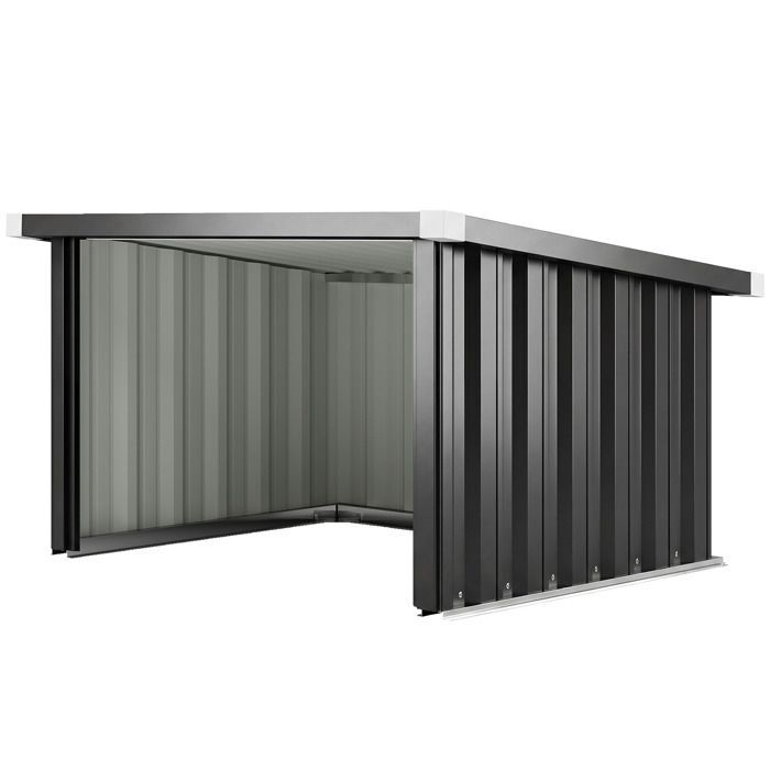 Schuilplaats/garage voor robotmaaiers met schuin dak van gegalvaniseerd staal, 108 x 86 x 62,5 cm, donkergrijs