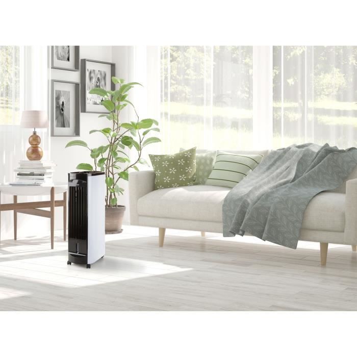 Enfriador de aire DOMO de 67 cm y 70 W, color blanco y negro.