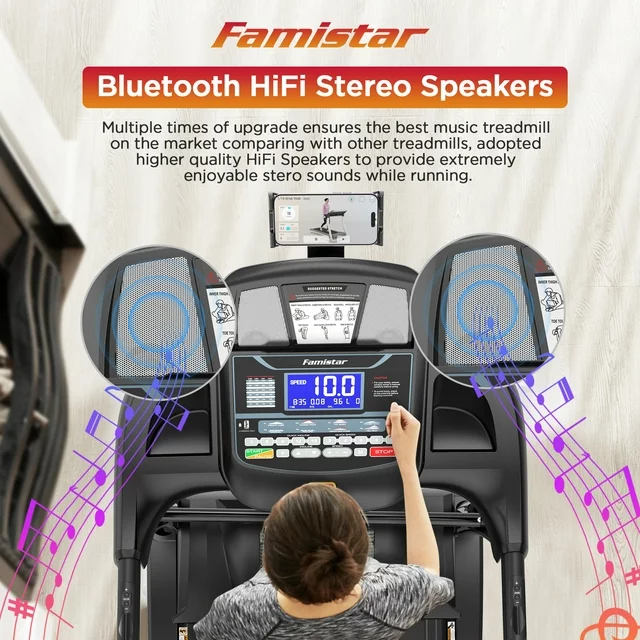Famistar Klappbares Laufband für Zuhause mit 15 automatischen Steigungsstufen, 136 kg Belastbarkeit, 16 km/h Höchstgeschwindigkeit, tragbar, 4,5 PS, inklusive Knieschoner