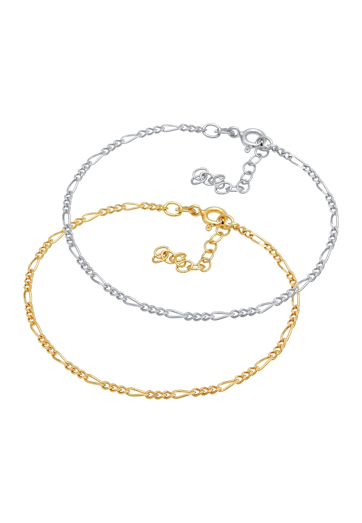 Elli Femmes Figaro Set Basic Bicolor Tendance Réglable en argent sterling 925 plaqué or