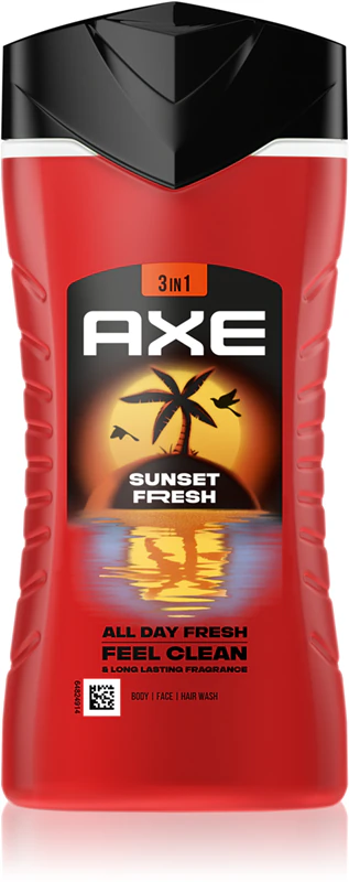 Gel de banho Axe Sunset Fresh para rosto, corpo e cabelo.